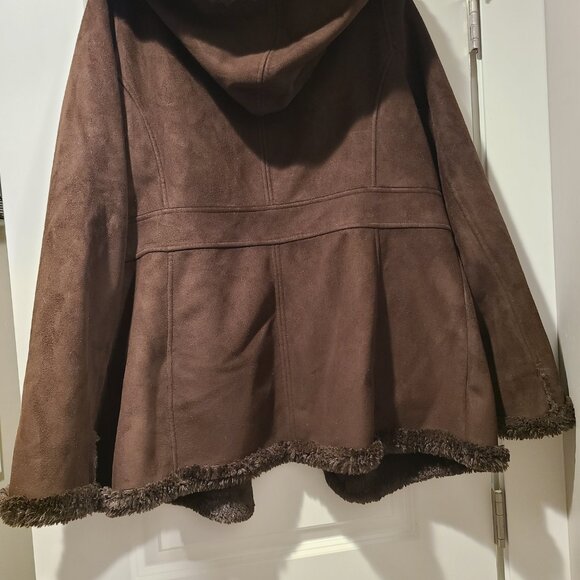 Brown Suede Like Heavy Warm Fur Lined Jacket - Jones New York Sport XL - Picture 2 of 4